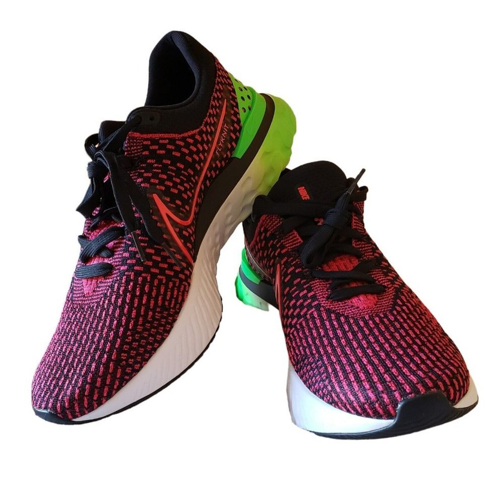 Nike React Infinity Run Flyknit 3 Men's DH5392-003 Running Shoe Black Pink Green